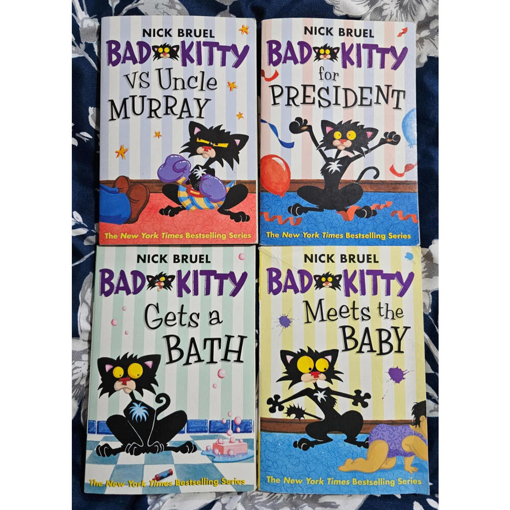 Lot of 4 Bad Kitty Chapter Books by Nick Bruel 2nd 3rd Grade Level-Best Selling!